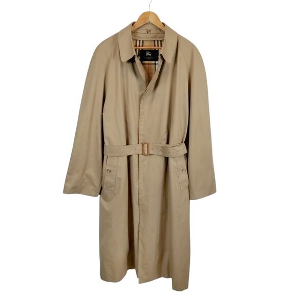 Burberry Men's Tan Nova Check Zip In Wool Lined Belted Trench Car Coat Size 48 L